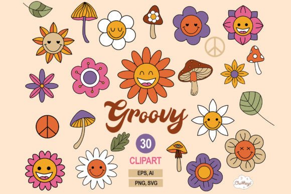 Download Retro Flowers Clipart, Hippie Flowers - Hippie flowers Collection