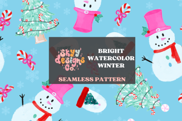 Download Bright Watercolor Winter Pattern - Bright watercolor Collection
