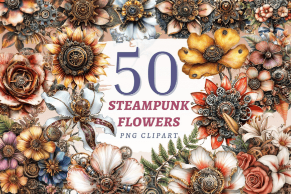 Download Steampunk Flowers PNG Bundle - Steampunk Collection
