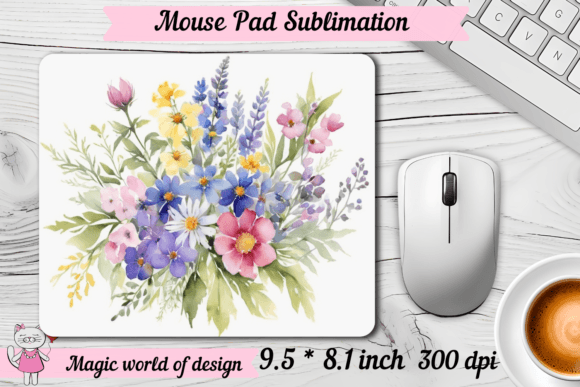 Download Bright Watercolor Wildflowers Mouse Pad - Bright watercolor Collection