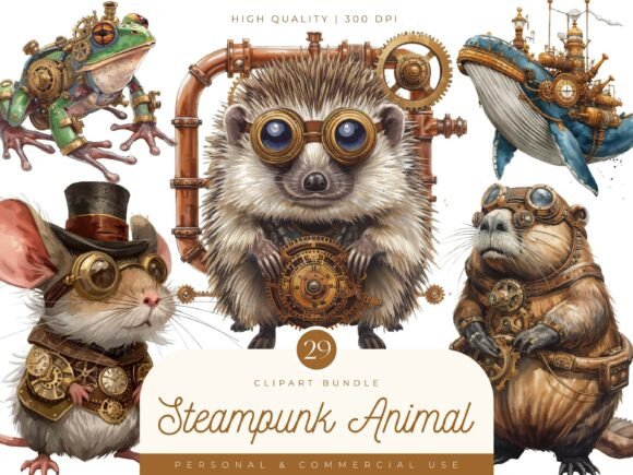 Download Watercolor Steampunk Animal Clipart - Steampunk Collection