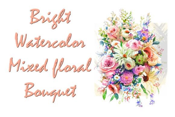 Download Bright Watercolor Mixed Floral Bouquet - Premium Bundle