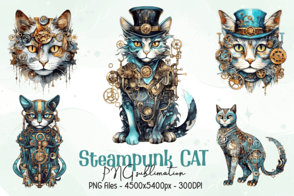Download Steampunk Cat PNG Bundle - Steampunk Collection